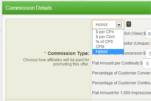 Setting specific commissions within the Offers admin