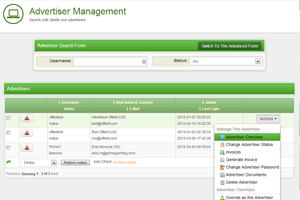 Manage your Advertisers