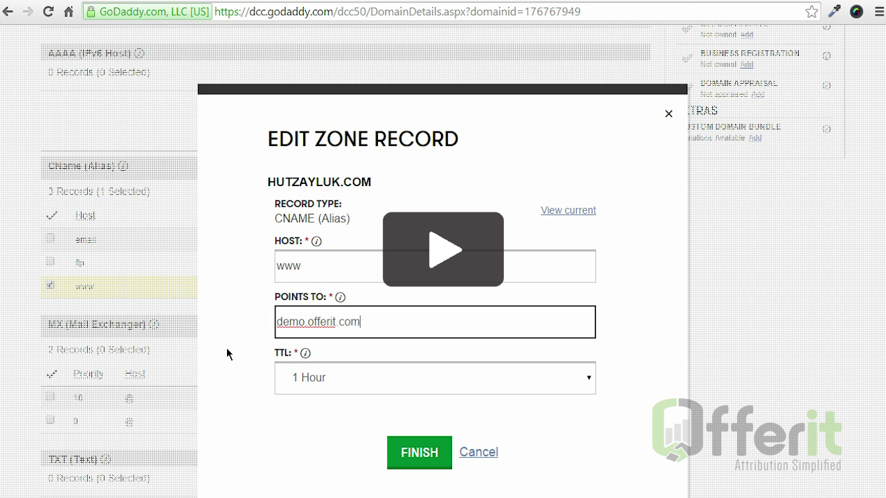 Custom Tracking Domains using Offerit and GoDaddy
